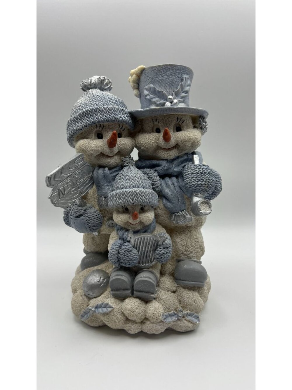 Snowman Family Figurine Noel Sign By Encore Group 1998 Winter Holiday Decoration